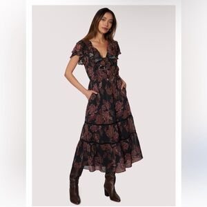 Lost Black and Brown Floral Maxi Dress